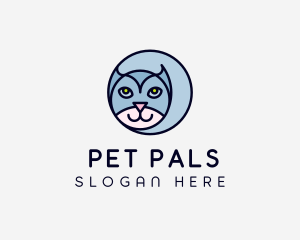 Round Pet Cat logo design