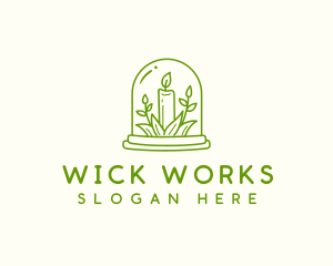 Wick - Candle Plant Monoline logo design