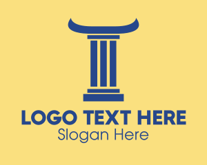 Column - Blue Pillar Horns logo design