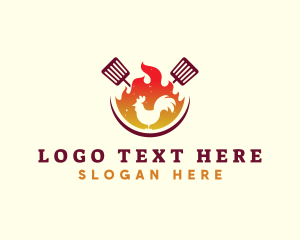Grill - Flame Chicken Barbecue logo design