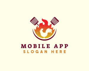 Grill - Flame Chicken Barbecue logo design