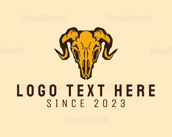 Rustic Ram Skull Skeleton Logo