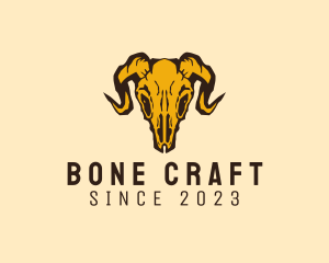 Skeleton - Rustic Ram Skull Skeleton logo design