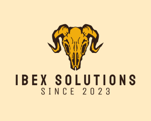 Ibex - Rustic Ram Skull Skeleton logo design