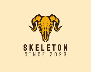 Rustic Ram Skull Skeleton logo design