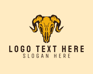 Rustic Ram Skull Skeleton Logo