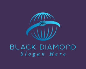 Globe Diamond Ring logo design