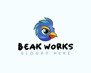 Beak - Blue Bird Cartoon logo design