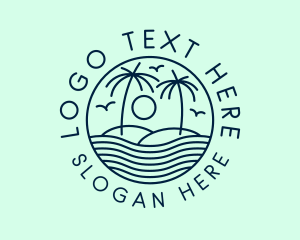 Travel Blogger - Tropical Ocean Wave Badge logo design