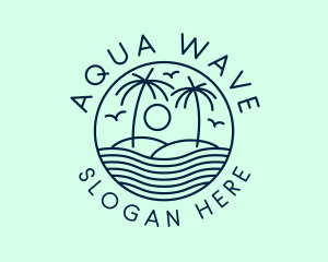 Tropical Ocean Wave Badge logo design