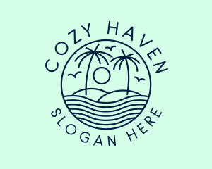 Tropical Ocean Wave Badge logo design