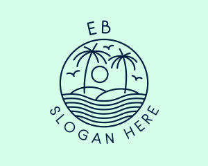 Water - Tropical Ocean Wave Badge logo design