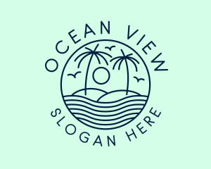 Tropical Ocean Wave Badge logo design