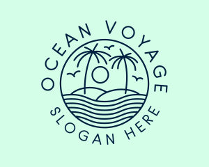 Tropical Ocean Wave Badge logo design