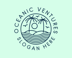 Tropical Ocean Wave Badge logo design