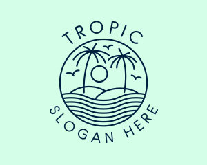 Tropical Ocean Wave Badge logo design