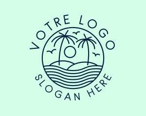 Tourism - Tropical Ocean Wave Badge logo design