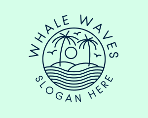 Tropical Ocean Wave Badge logo design