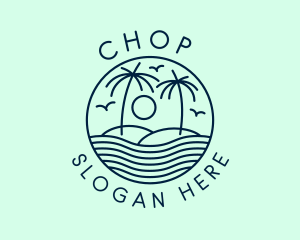 Island - Tropical Ocean Wave Badge logo design