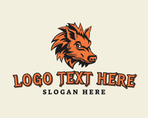 Pig - Wild Boar Warthog logo design