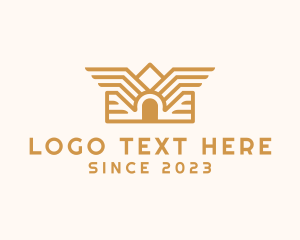 Property Builder - Gold House Wings logo design