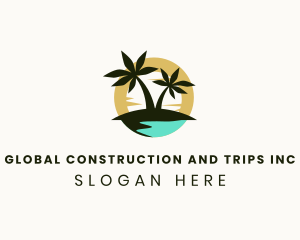 Travel - Tropical Island Tree logo design