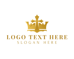 Catholic - Cross Crown Religion logo design
