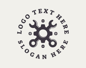 Repair Shop - Mechanical Cog Spanner logo design