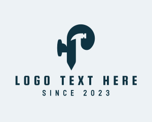 Contractor - Hammer Repair Letter P logo design