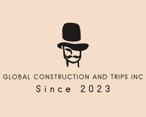 Hatter - Top Hat Mustache Man logo design