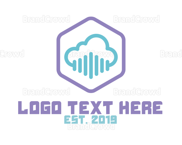 Audio Cloud Hexagon Logo