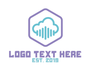 Rain - Audio Cloud Hexagon logo design