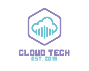 Cloud - Audio Cloud Hexagon logo design