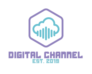 Channel - Audio Cloud Hexagon logo design