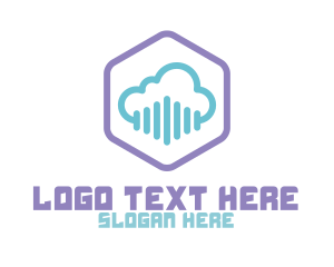 Audio Cloud Hexagon Logo