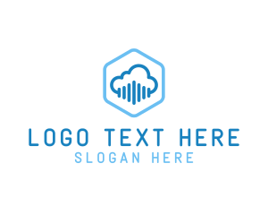 Audio Cloud Hexagon logo design