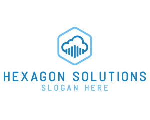 Audio Cloud Hexagon logo design