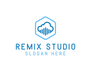 Audio Cloud Hexagon logo design