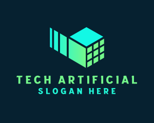Artificial - Artificial Intelligence Cube Tech logo design