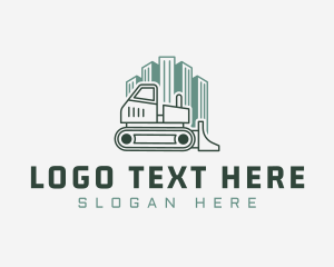 Skyline - Bulldozer Construction Equipment logo design