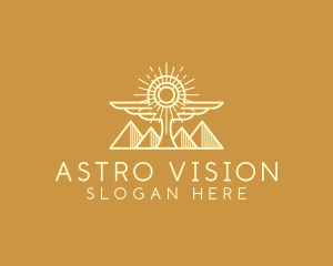 Cosmic Egyptian Wing Pyramid logo design