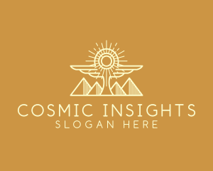 Cosmic Egyptian Wing Pyramid logo design