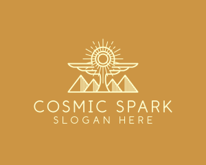 Cosmic Egyptian Wing Pyramid logo design