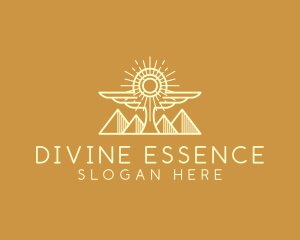 Divine - Cosmic Egyptian Wing Pyramid logo design