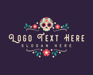 Mask - Mexican Floral Skull logo design