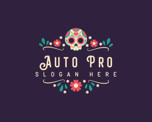 Mexican Floral Skull Logo