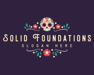 Mexican Floral Skull Logo