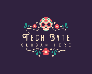 Mexican Floral Skull Logo