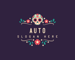 Mexican Floral Skull Logo