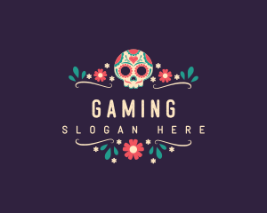 Mexican Floral Skull Logo